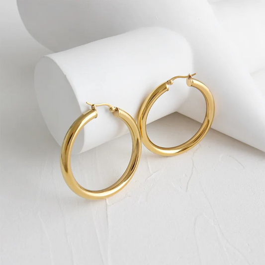 Gold hoop Earrings 40mm - Boombym